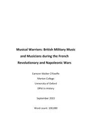 Musical Warriors: British Military Music and Musicians during the French Revolutionary and Napoleonic Wars
